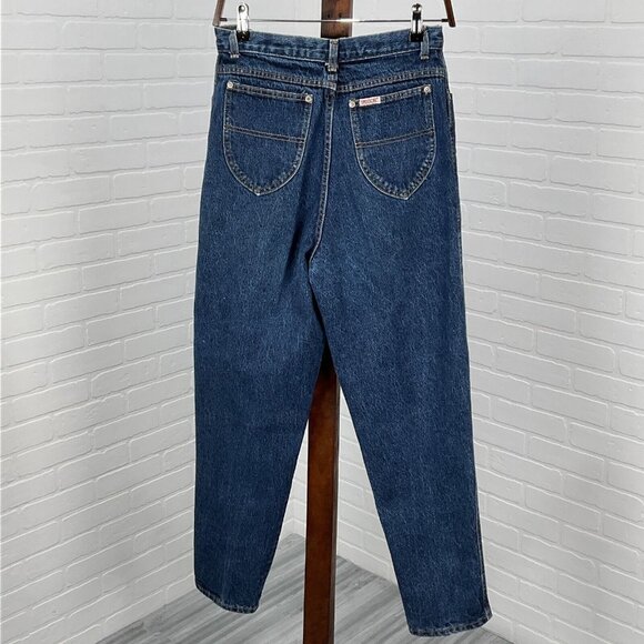 Sasson Jeans Women 14 27Wx30L Dark‎ Blue Baggy Mom Tapered Cotton Retro VTG 80s - Picture 4 of 12